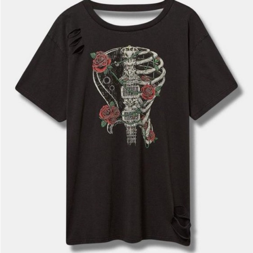 Torrid Guitar Rose Relax Heritage Jersey Open Back Tee
